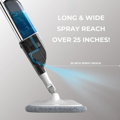True & Tidy® SPRAY-250 Multi-Surface Spray Mop with 490ml Refillable Water Bottle for Floor Cleaning, Works on Wood, Tile, Marble etc, Use Any Cleaning Solution, Machine Washable Microfiber Mop Pads