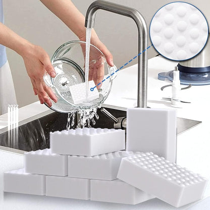 Magic Erasers Sponge, 100 Pack Extra Premium Melamine Sponge Foam Cleaning Pads in Bulk, Non-Scratch Scrub Sponge, Household Cleaning Kitchen Dish Sponges (White)
