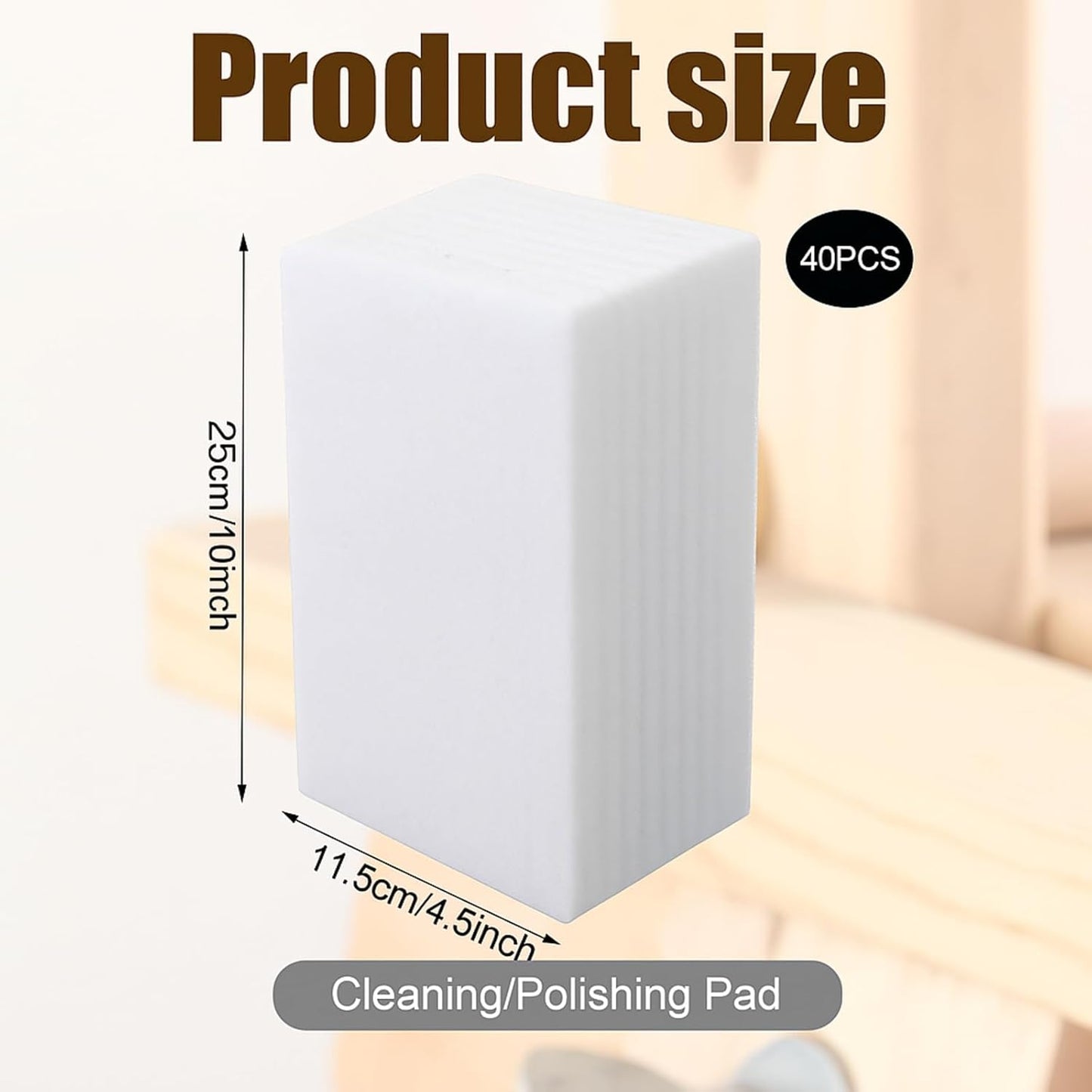 Hoolerry 40 Pcs White Scrub Pads Light Duty Scouring Non Woven Pad Non Scratch Abrasive Hand Multipurpose Scouring Sponge Multi Surface Scrubber Pads for Cleaning Polishing Home(4 x 6 Inch,White)