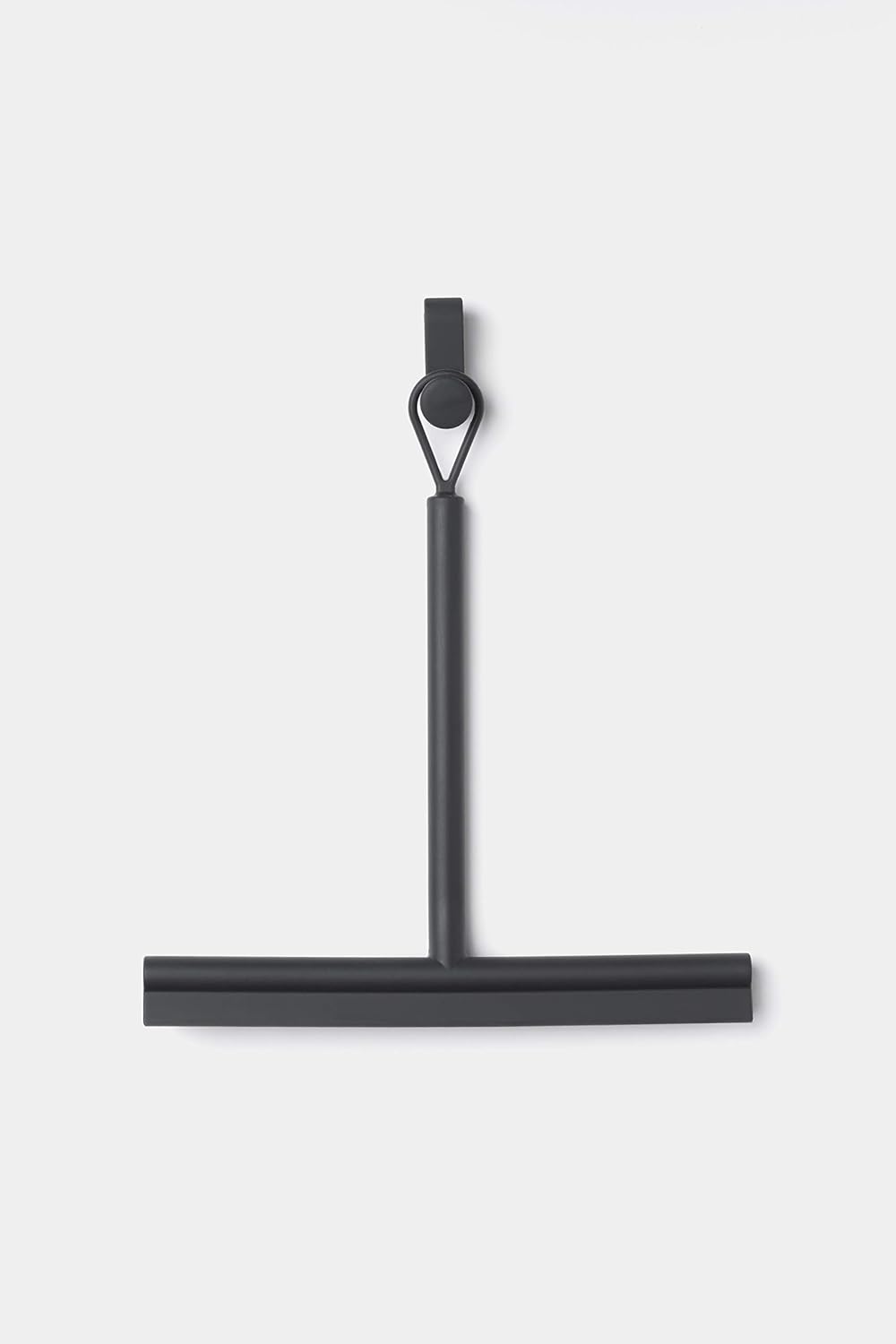 Brabantia Silicone Shower Squeegee with Hook (Dark Gray) Anti Streak Cleaning Wiper for Bathroom Glass, Plastic, Tile - Doublesided Brush & Rim Design