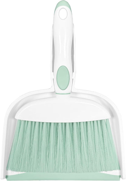 Mini Broom and Dustpan Set Small Broom with Dustpan Combo Set Portable Cleaning Tools for Home Office RV Learning Camping (White+Grey)