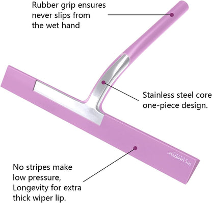 Shower Squeegee for Glass Doors, RICHMIRTH 11" Inch Width Silicone Rubber Blade Squeegee Window Cleaner Tool Squeegee for Shower Glass Doors Bathroom