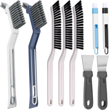Cleaning Brush Set, Multifunctional Hard Bristle Grout Crevice Scrub Brush Tools for Household Bathroom Kitchen Tile Lines Floor Tub Sink Window Corners