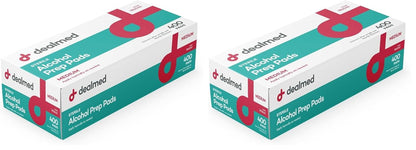Dealmed 200 Sterile Alcohol Prep Pads Isopropyl Wipes Individually Wrapped Medium Square, 2-Ply for Cuts Scrapes and General Cleansing