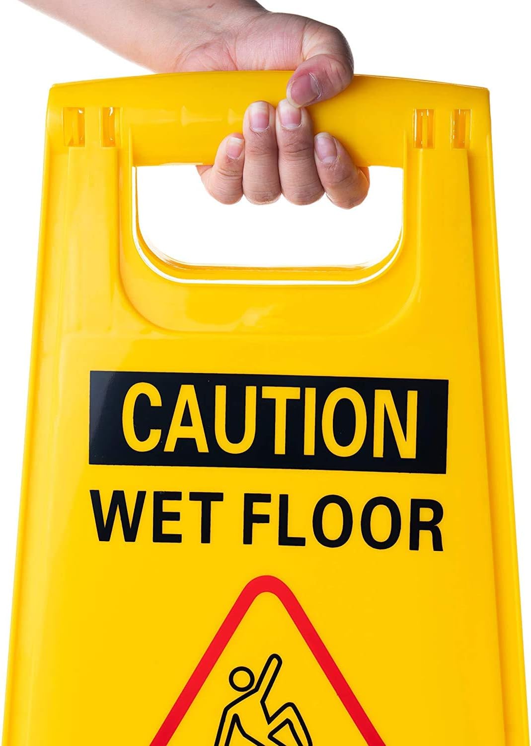 Simpli-Magic Side Press Wringer Combo Commercial Mop Bucket on Wheels, 35 Quart,Yellow, Including Wet Floor Caution Sign and Set, Polyethylene