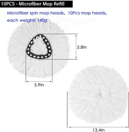 20Pack Spin Mop Replacement Heads,Spinning Mop Replace Head for Floor Cleaning, 100% Microfiber Mop Head Replacement Compatible with Triangle Spin Mop Refill for Easy Wring Mop,White
