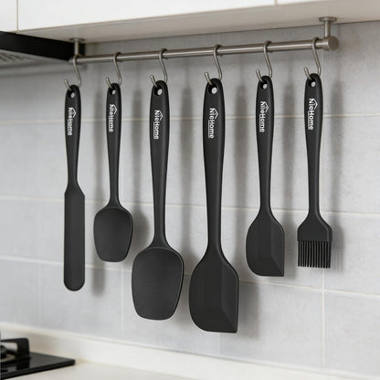 NileHome Silicone Spatula Set, 6 Pieces Food Grade Kitchen Utensils with Silicone Brush Heat Resistant Dishwasher Safe BPA-Free Rubber Spatula for Scraping, Baking, Cooking, Mixing-Forest Style