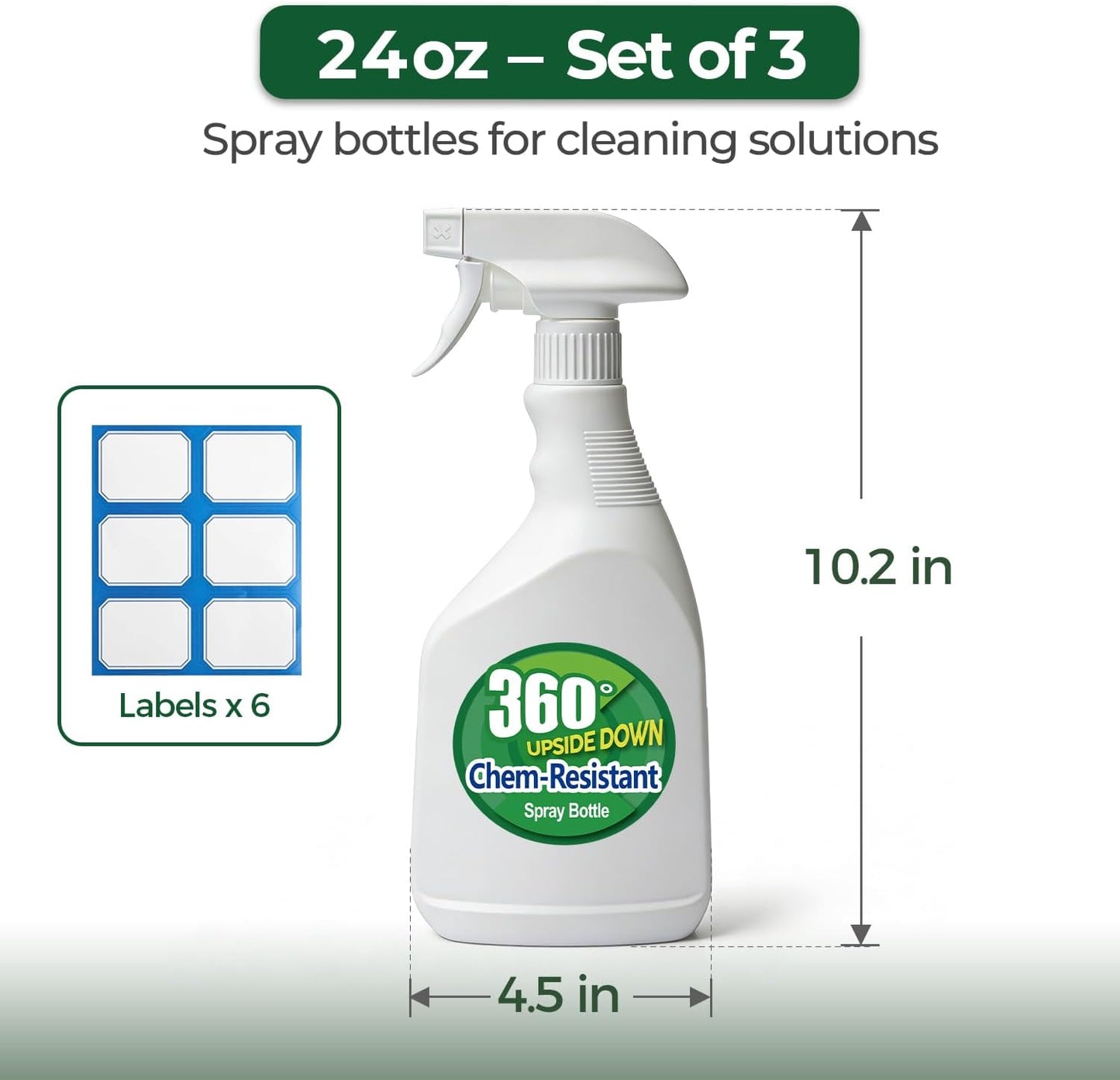 T4U Spray Bottles for Cleaning, 16 OZ Empty Spray Bottles Heavy Duty, Plastic Spray Bottles for Cleaning Solutions, Cleaning Spray Bottle for Household Cleaning Bleach, Industrial Chemical (2 Pack)