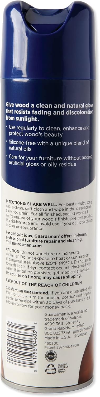 Guardsman Anytime Clean & Polish Wood Cleaner & Furniture Polish for Cabinets, Tables, and Other Wood Surfaces, Spray Bottle, Lemon Fresh, 16 Fluid Ounces