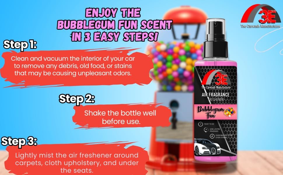 3E Car Air Freshener Premium Baby Powder Scent 16 fl oz – Professional Automotive Air Freshener & Odor Eliminator, Long-Lasting Interior Fragrance for Cars, Trucks, SUVs, RV, Home & Office