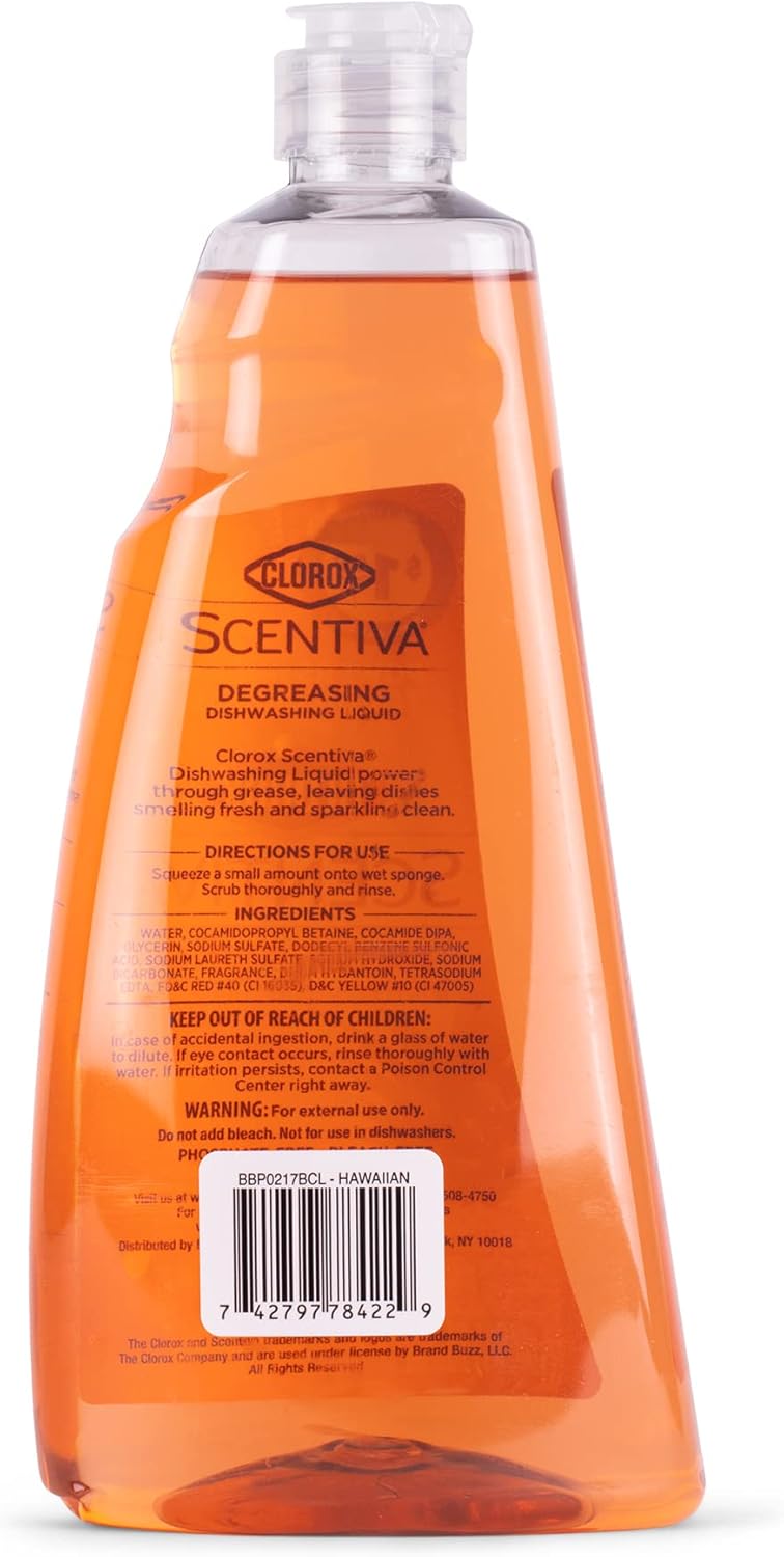 CLOROX Scentiva Dishwashing Liquid Soap | Smells Great and Cuts Through Grease Fast | Quick Rinsing Formula for a Powerful Clean You Can Trust, Pacific Breeze & Coconut, 26 Oz (Pack of 6)