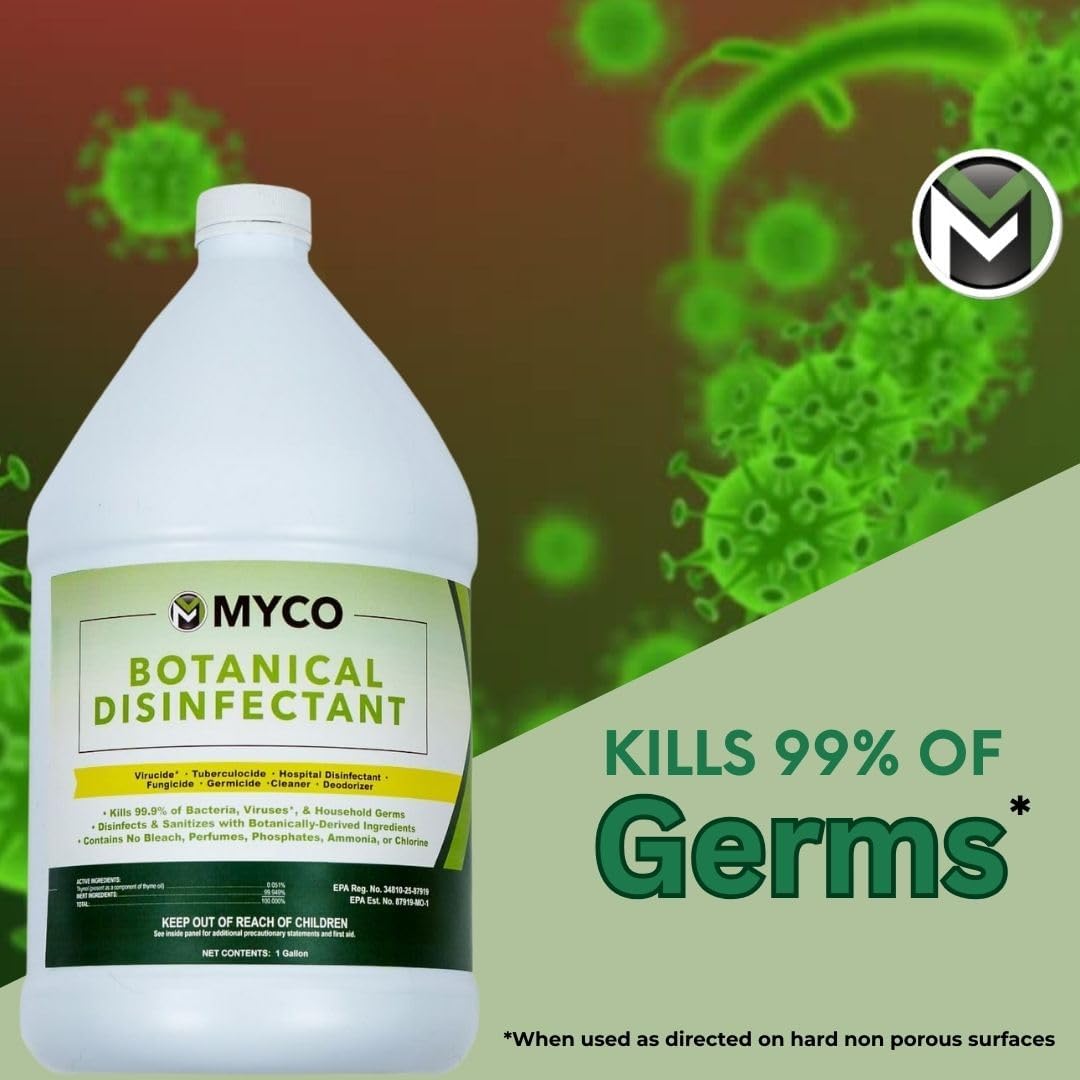 Myco Botanical Disinfectant Cleaner – Natural Plant-Based Ready-to-Use EPA-Registered Disinfectant Spray for Mold, Mildew, Germs, Bacteria & Viruses – Safe for Home & Commercial Use, 1 Gallon