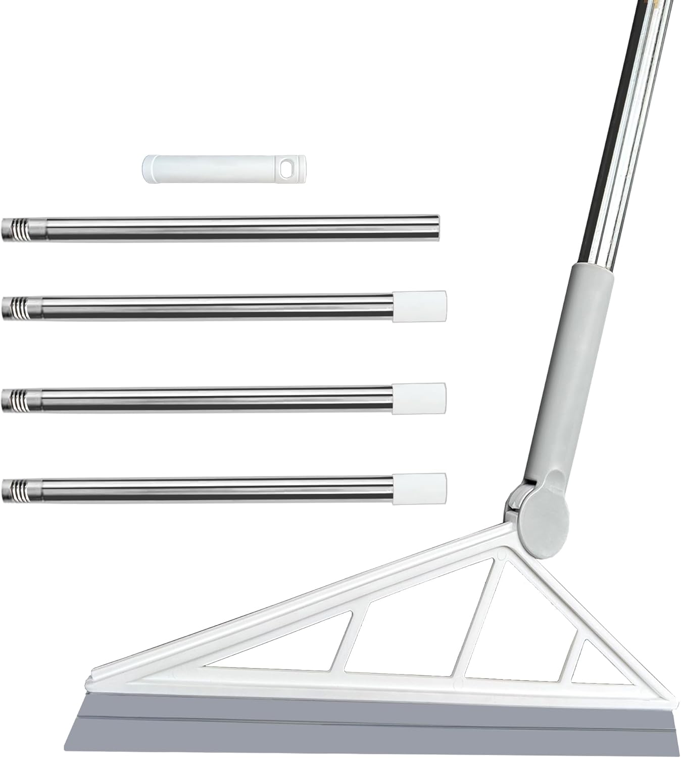 Multifunction Silicone Air Broom Sweeper, Rubber Household Squeegee Push Broom with 61" Long Handle for Cleaning Indoor Smooth Floor Bathroom Kitchen Glass Shower Water Pet Hair, Grey