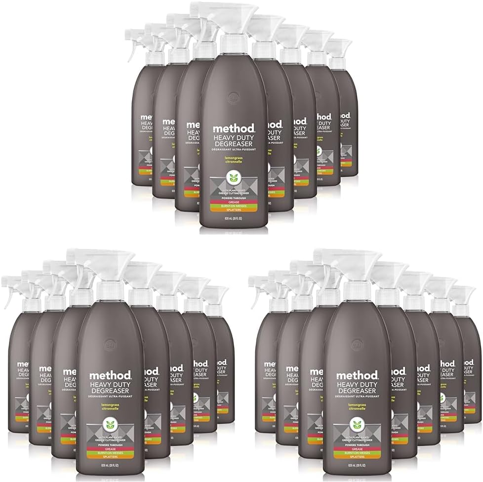 Method Heavy Duty Degreaser, Lemongrass Scent, Oven Cleaner & Stove Top Cleaner, 28 Oz Spray Bottle (Pack of 1),(Packaging may vary)