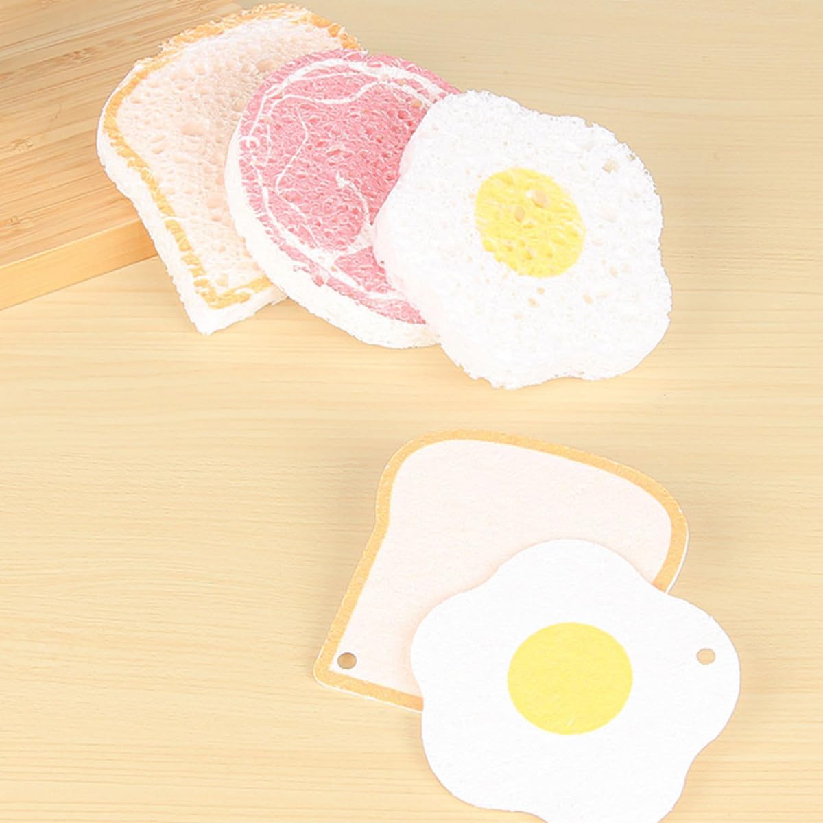 3pcs Dual-Sided Kitchen Dish Sponges Scrubber Set with Wood Pulp Cotton Material, Reusable Non-Scratch Pads for Pot and Pan Cleaning in Household Kitchens