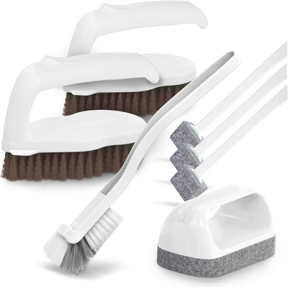 Holikme 7 Pack Deep Cleaning Brush Set, Scrub Pads with Scraper Tip for Pool Walls, Bathroom, Grout, Floor, Bike, Tub, Shower, Kitchen Surface (Green)