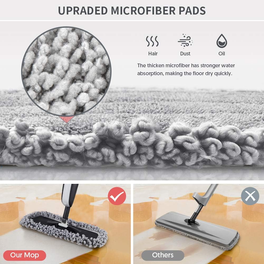 Microfiber Wet Spray Mops for Hardwood Floor Cleaning, Dry Wet Dust Wood Floor Mop with 4 Reusable Washable Mop Pads Refills Fit for Swiffer Power Mop, Flat Floor Mop for Laminate Ceramic Vinyl Tile