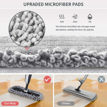 Microfiber Wet Spray Mops for Hardwood Floor Cleaning, Dry Wet Dust Wood Floor Mop with 4 Reusable Washable Mop Pads Refills Fit for Swiffer Power Mop, Flat Floor Mop for Laminate Ceramic Vinyl Tile
