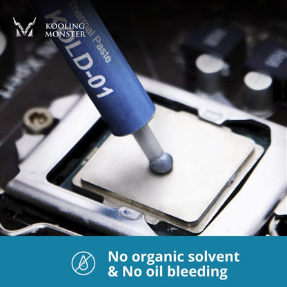 KOLD-01, High Performance Silicone Thermal Paste for Cooling All CPU/Heatsinks, Silicone Paste Designed for Easy Spreading, Inc. Gloves & Cleaning Wipes, No Odor (0.7ml/1.8g)