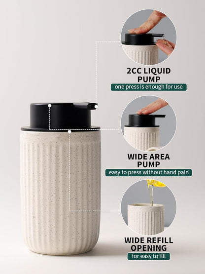 BosilunLife Dish Hand Soap Dispenser - Liquid Pump Soap Dispenser for Bathroom Decro 12oz Ceramic Kitchen Dish Dispenser with Rust-Proof Liquid Pump Modern Refillable Lotion Bottles