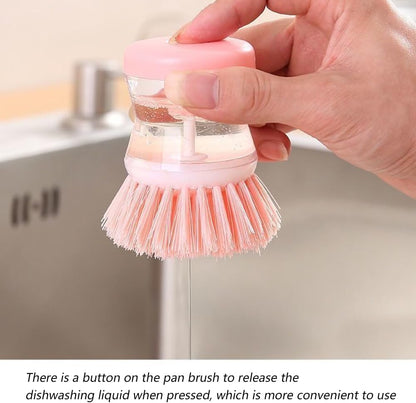 2Pcs Pink Dish Brush with Soap Dispenser,Soap Dispensing Brush, Kitchen Brush,Dish Pot Pan Sink Cleaning, Dish Brush Washing Utensils,Washing Up Liquid Soap Dispenser,Soap Dispensing Dish Brush