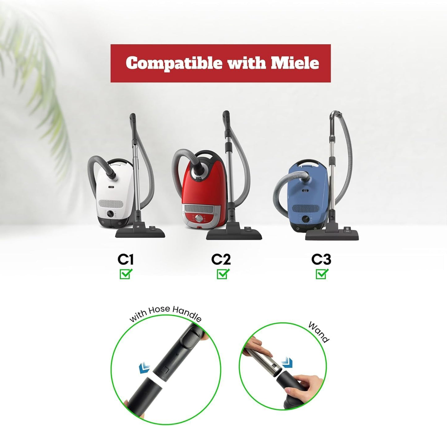 For Miele 35mm Vacuum Attachment Kit for Miele C1 C2 C3 Canister Vacuums – Horsehair Dusting Brush, Crevice Tool, Upholstery Tool, Flexible Hose Extension – Vacuum Cleaning Accessories for Home & Car
