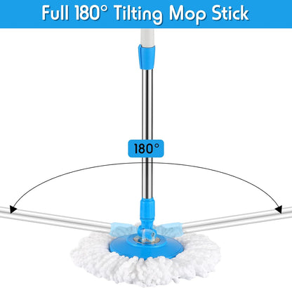 Spin Mop Replacement Handle 360 Degree Spin Mop Pole Handle Replacement Rotating Telescopic Stick for Head Replace Spinning Household Cleaning Accessories for Home(Cute Blue)