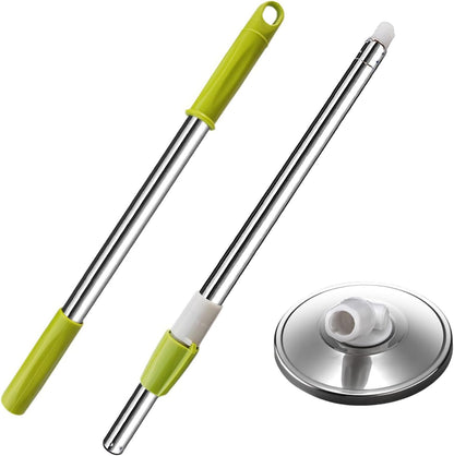 Spin Mop Replacement Mop Handle, 49-inch 360 Degrees Rotating Telescopic Replacement Mop Stick with Stainless Steel Disc for Spin Mop Bucket Cleaning System (Stainless Steel Disc, Red)