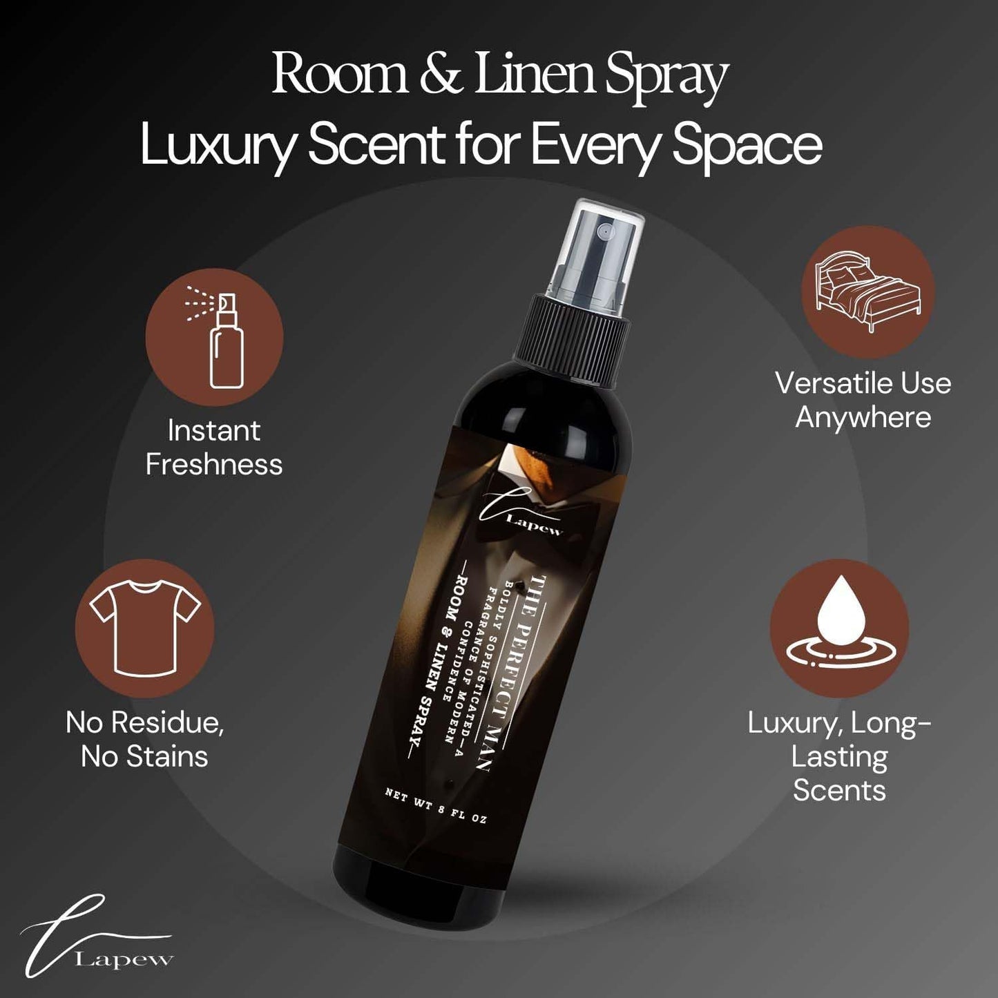 Lapew Room & Linen Spray | Fragrance Mist for Home, Car & Office | Fabric & Air Freshener | Neutralizing Mist | Made in USA | Cozy Cinnamon & Apple - Colors A
