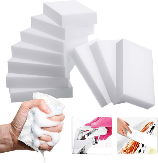 100Pack Magic Sponge Eraser | Extra Large Melamine Sponge Foam in Bulk | Multi-Functional Household Cleaning Sponge for Kitchen, Bathrooms, Sink, Walls, Vehicles, Shoes | No Scratch Cleaning Pads