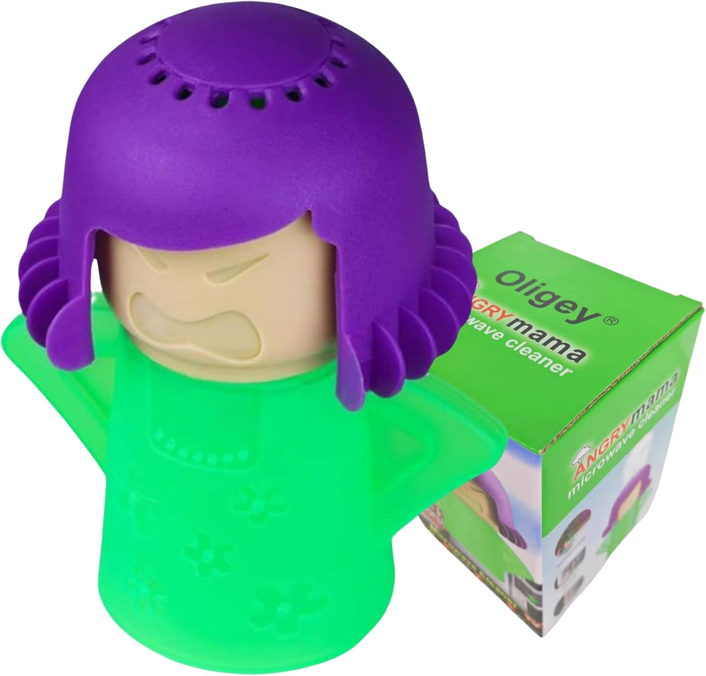 Angry Mama Microwave Cleaner only with Water and Vinegar Cleans your Kitchen Easily and Safe without Chemical Agent, Reusable Cute Steam Remover as Lovely Tool and Gift to Cooker Auto Cleaning