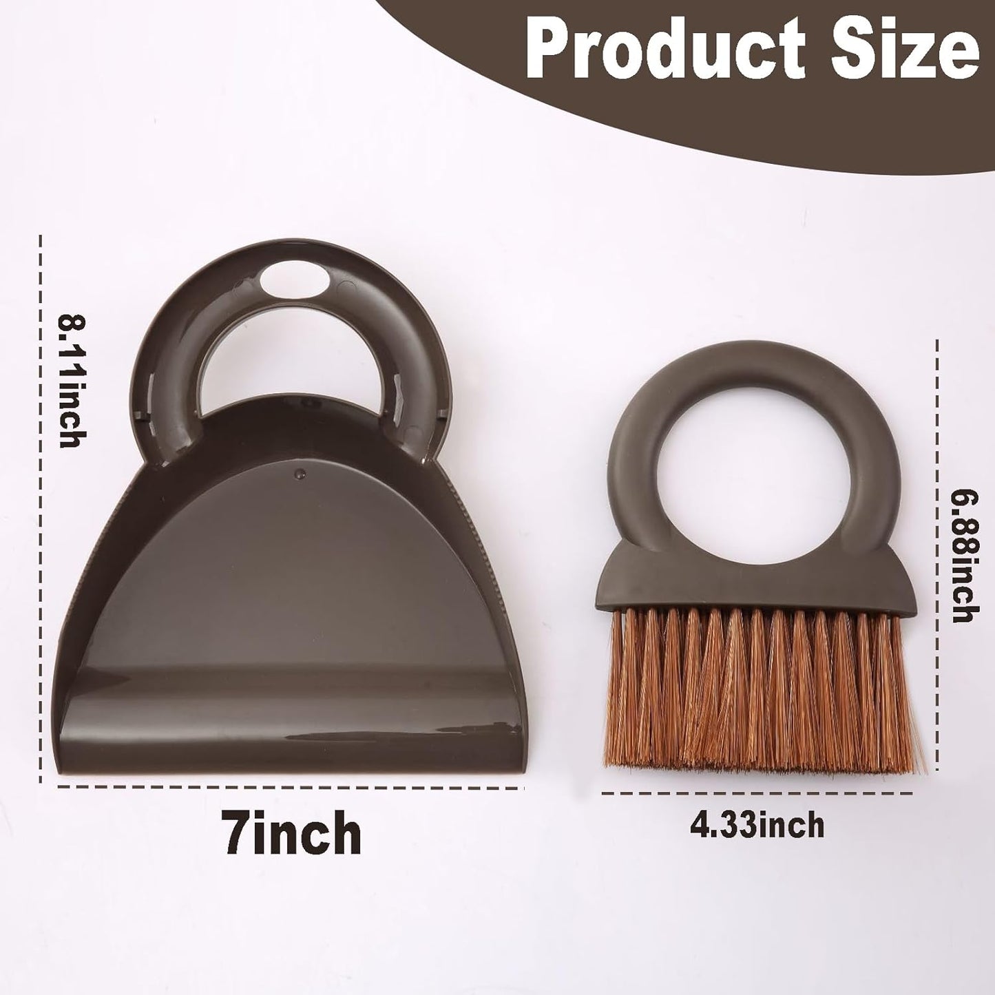 Round Handle Brush and Dustpan Set Small Broom & Dustpan Portable Handheld Sweeper for Desktop Sofa Floor Pet Nest (Off White)