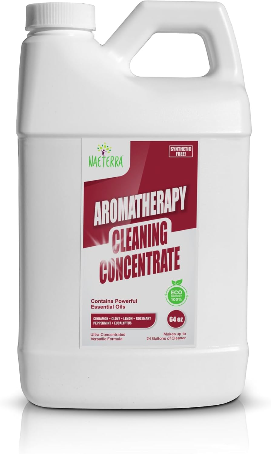 Naeterra Aromatherapy Cleaning Concentrate 64 oz - Natural All Purpose Multi Surface Cleaner - Plant Based Essential Oil Formula for Floors, Glass & Counters - Makes 24 Gallons - Pet Safe & Non Toxic