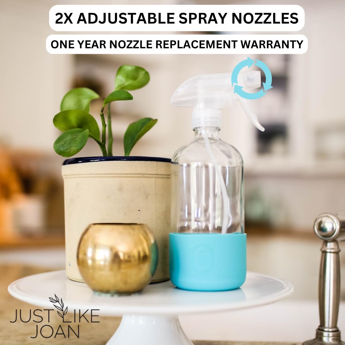Clear Glass Spray Bottle with Silicone Sleeve for Cleaning Solutions, Essential Oils, Plants, Vinegar - 16 oz, Refillable, Food Safe (2-PACK: Rich Black & Ocean Turquoise)