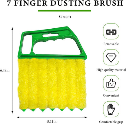 DXNQ 2 PCS Blind Cleaner Duster Tool, Window Venetian Hand-held 7 Finger Dusting Cleaner Brush, Blinds Cleaning Brush Tool for Window Shutters Air Conditioner, Car Accessories (Orange+Yellow)