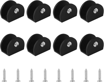 8Pcs Adjustable Half Round Glass Shelf Brackets 201 Stainless Steel Glass Clamp Clips Wall Mounted Brushed Shelf Holder Supports Mounting Brace for 3-8mm Thick Glasses
