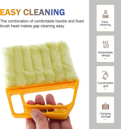 WZP 2PCS Blind Cleaner Duster Tool, Mini 7 Fingers Air Vent Cleaners, Handheld Washable Blind Cleaner for Blinds, Air Conditioner Vents, Fans Vents (Orange & Blue)