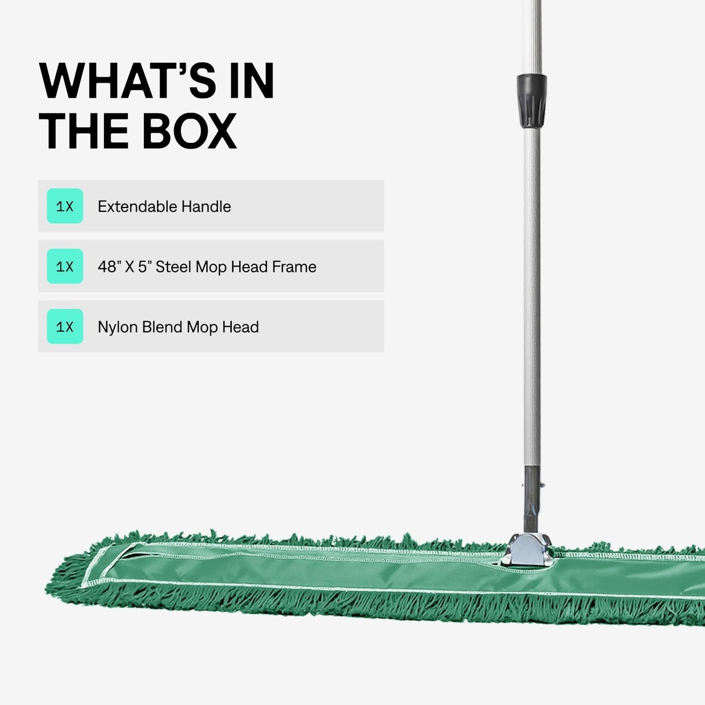 48 Inch Blue Commercial Dust Mop & Floor Sweeper with Extendable Handle – Mop for Hardwood, Tile, and Concrete Floor Cleaning