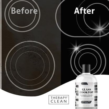 Therapy Glass Cooktop Cleaner Bundle with Microfiber Cloth - Glass Stove Top Cleaner and Polish for Ceramic, Electric, Induction and Flat Top Surfaces