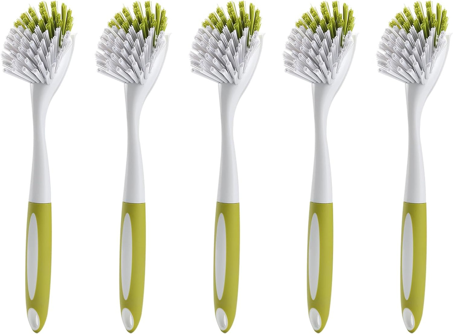Dish Brush with Handle, Stiff Bristles Dish Scrubber for Pots, Pans & Sink Cleaning, 3 Pack
