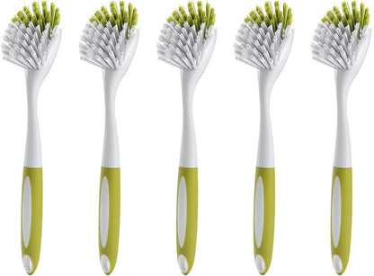 Dish Brush with Handle, Stiff Bristles Dish Scrubber for Pots, Pans & Sink Cleaning, 3 Pack