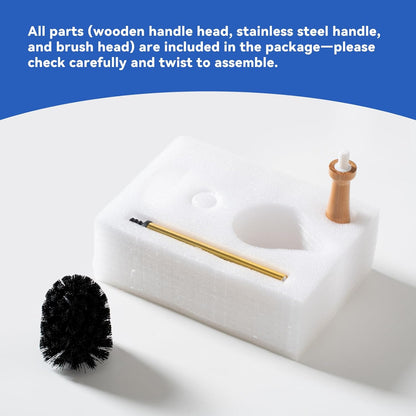 Duck Toilet Brush and Holder Set - Ceramic Bathroom Toilet Scrubber Brush Organizer with Wooden & Stainless SteelHandle, Gold Toilet Brush & Cute Duck Design for Bath Decor Storage