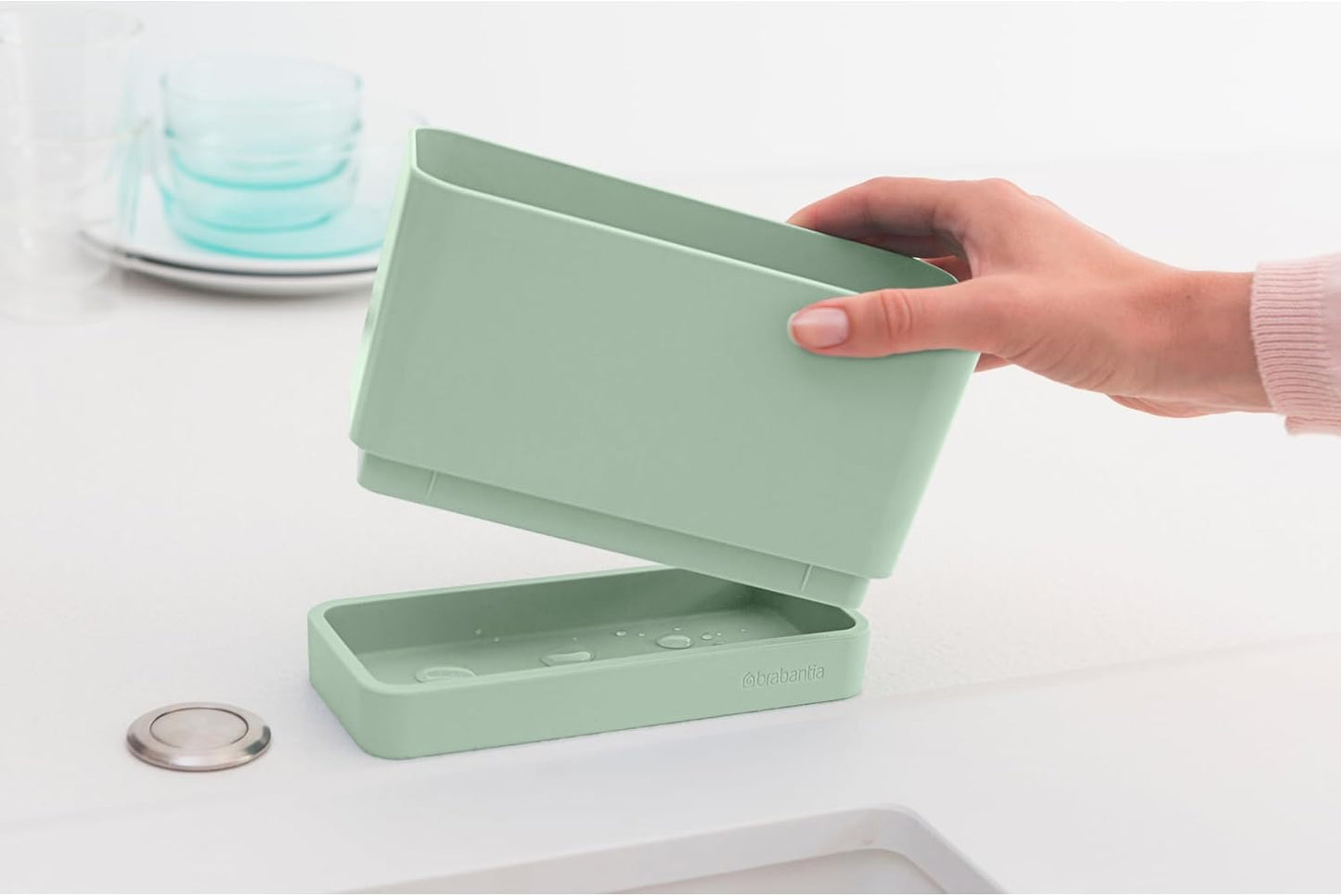Brabantia Sink Organiser (Dark Gray) Non-Slip, Non-Scratch Kitchen Countertop Storage Caddy for Dish Brush, Soap, Cloths