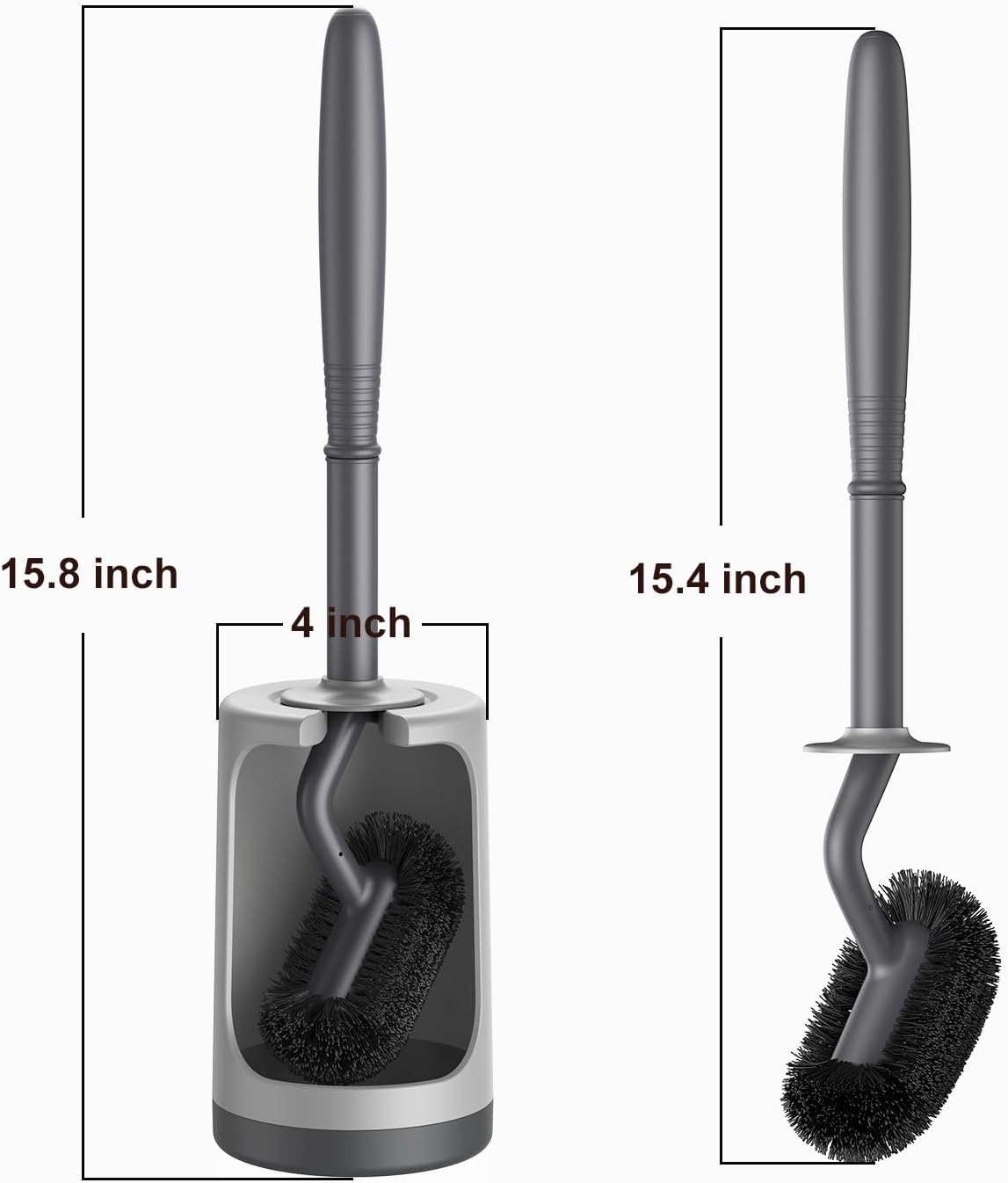 HAMITOR Toilet Bowl Brush Holder Set: Curved Design with Holder for Deep Cleaning Under Rim - Compact Hidden Scrubber for Small Space - Modern RV Bathroom Accessories - White 1 Pack
