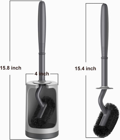 HAMITOR Toilet Bowl Brush Holder Set: Curved Design with Holder for Deep Cleaning Under Rim - Compact Hidden Scrubber for Small Space - Modern RV Bathroom Accessories - White 1 Pack