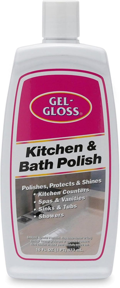 Gel-Gloss Home Kitchen & Bath Polish | Carnauba Cleaner Wax Formulation | Removes Water Spots, Light Scratches & Stains | Restores Color & Shine | Carnauba Wax Protective Coating, 16 oz.