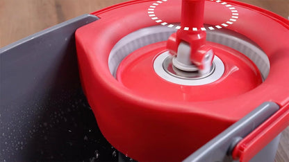 Simpli-Magic 79349 Spin Mop Cleaning System with 3 Microfiber Mop Heads, Red/GRAY,Red/Black