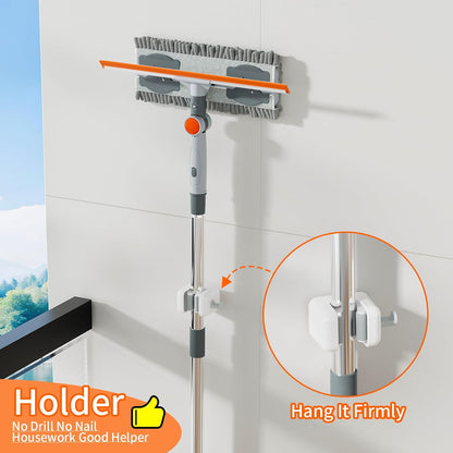6.4FT Extendable 2-in-1 Window Squeegee & Scrubber with Long Handle, 180° Adjustable Head, Streak-Free Silicone Blade, Multi-Purpose Glass Cleaning Tool for High Windows, Mirrors & Car Windshields