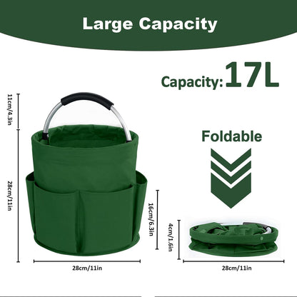 17L Cleaning Caddy with Handle, Cleaning Supplies Organizer, Foldable Storage Basket, Cleaning Supply Caddy, Portable Multi Cleaning Bucket Bag for Home, Garden (Pink)