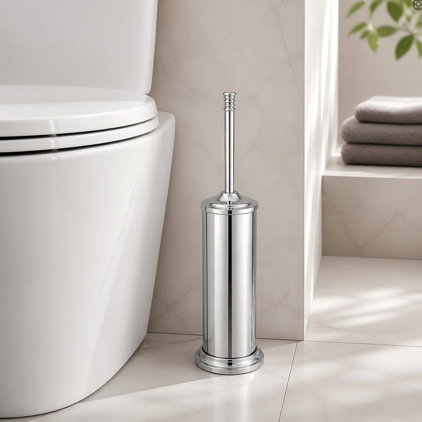 Black Toilet Brush and Holder Set，Extra Long Handled Toilet Bowl Brush and Holder，Stainless Steel Heavy Duty Toilet Brush for Bathroom,Deep Cleaning Modern Toilet Cleaner Slip Base